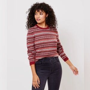 NWOT LOFT Women’s Fair Isle Stripe Knit Sweater Sz M